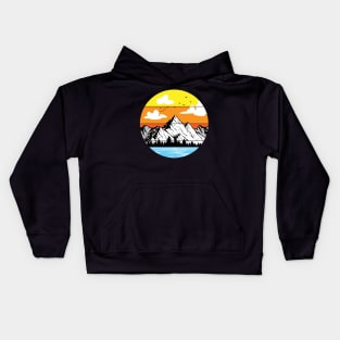 Landscape mountains vintage design Kids Hoodie